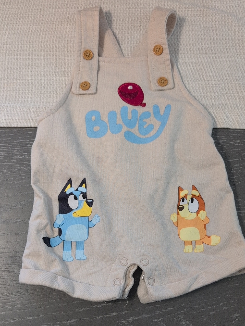 Bluey Infant Romper with Blue and Tan Characters